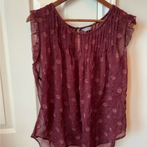 Denver Hayes Burgundy Floral Blouse